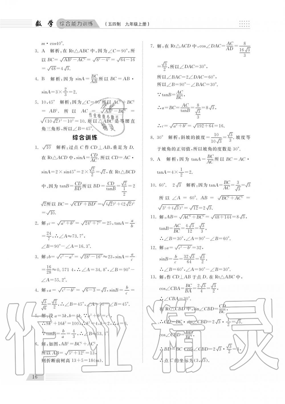 2018年綜合能力訓(xùn)練九年級數(shù)學(xué)上冊魯科版 第17頁