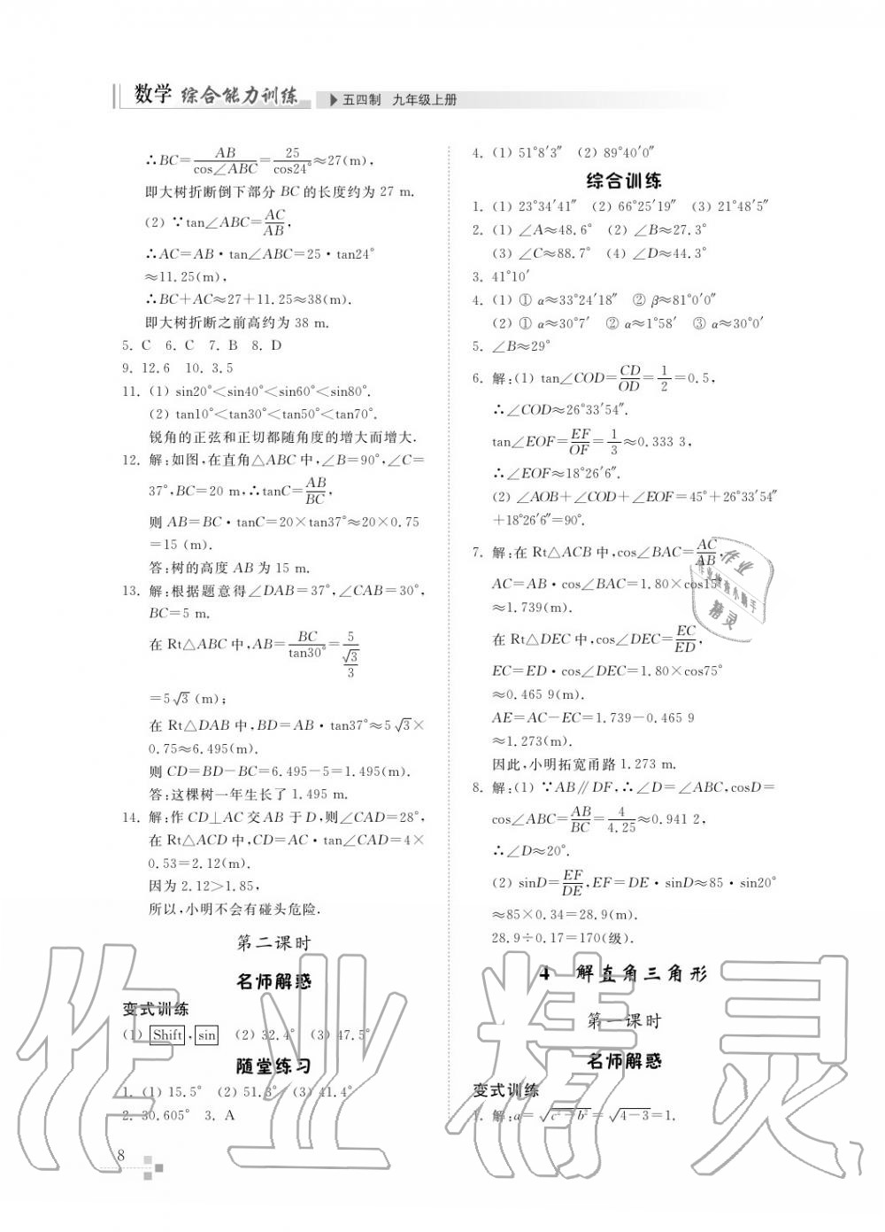 2017年綜合能力訓(xùn)練九年級數(shù)學(xué)上冊魯教版六三制 第9頁