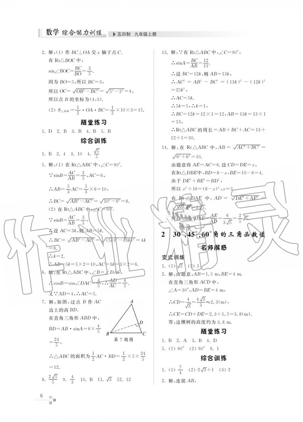 2017年綜合能力訓(xùn)練九年級數(shù)學(xué)上冊魯教版六三制 第7頁