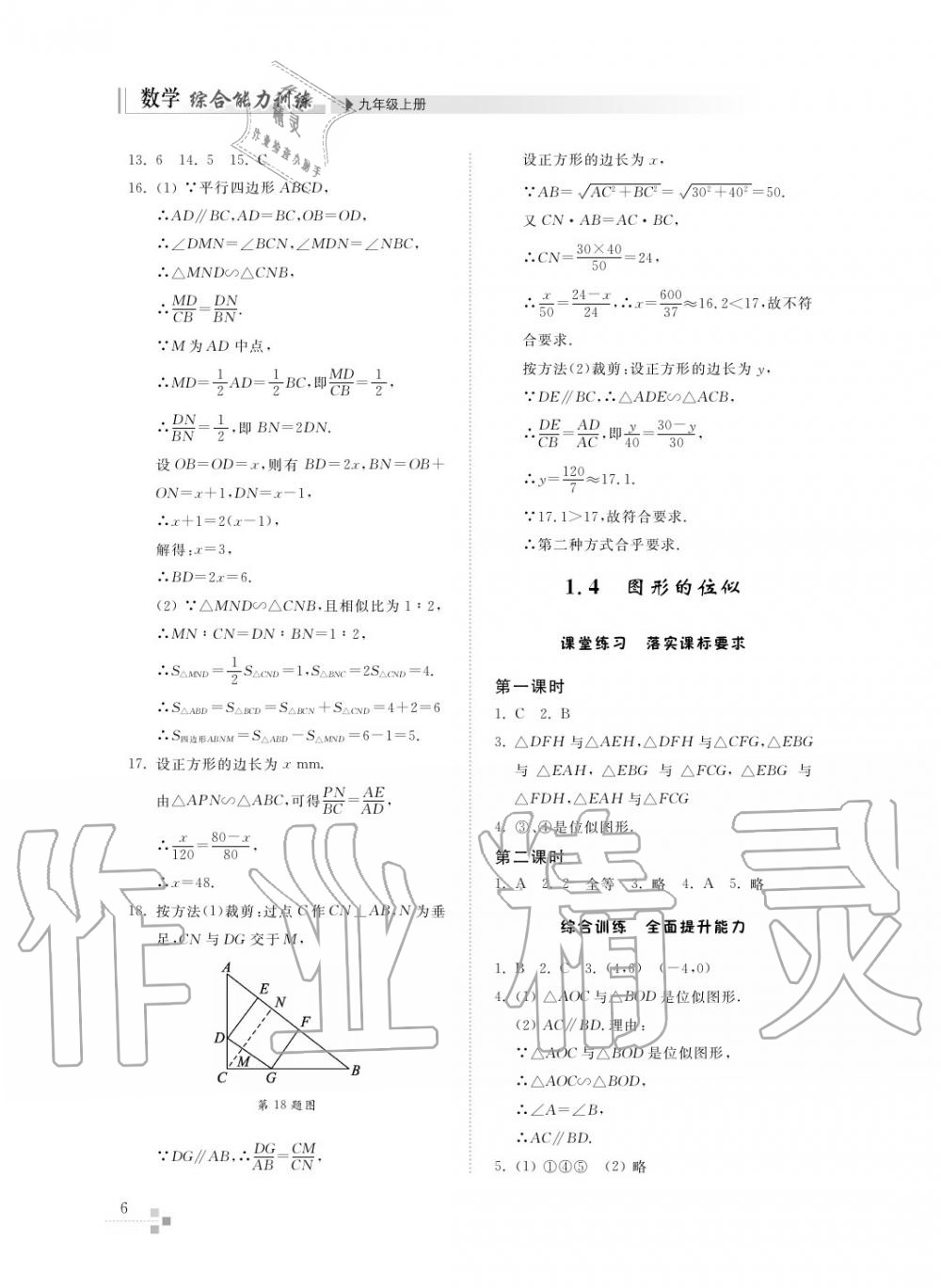 2015年综合能力训练九年级数学上册青岛版五四制 第6页