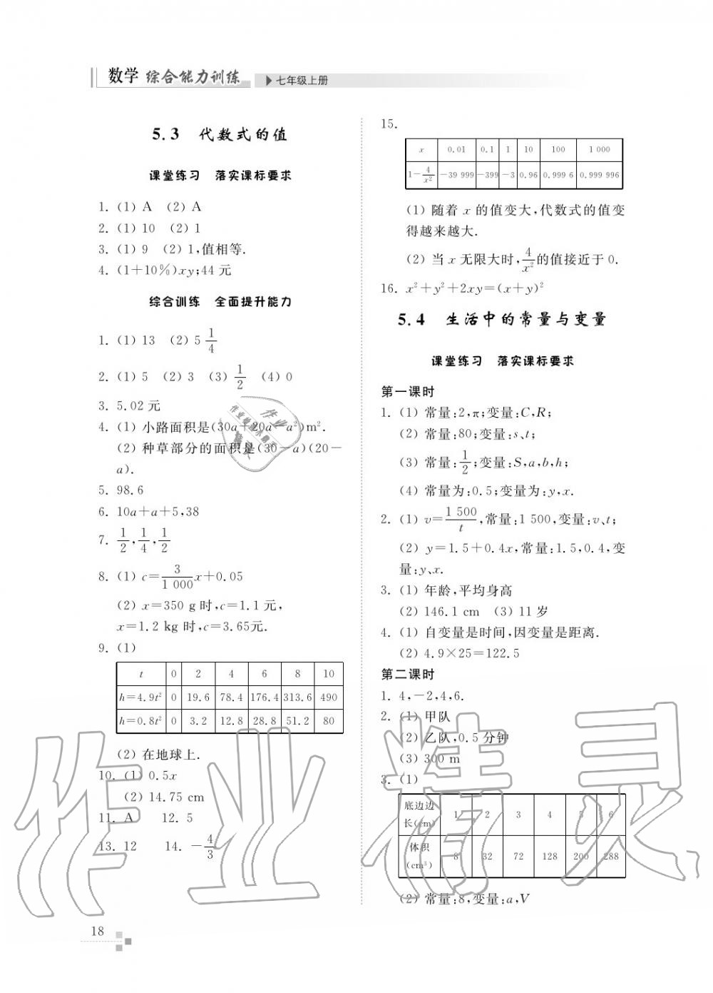 2015年綜合能力訓(xùn)練七年級數(shù)學(xué)上冊青島版五四制 第19頁