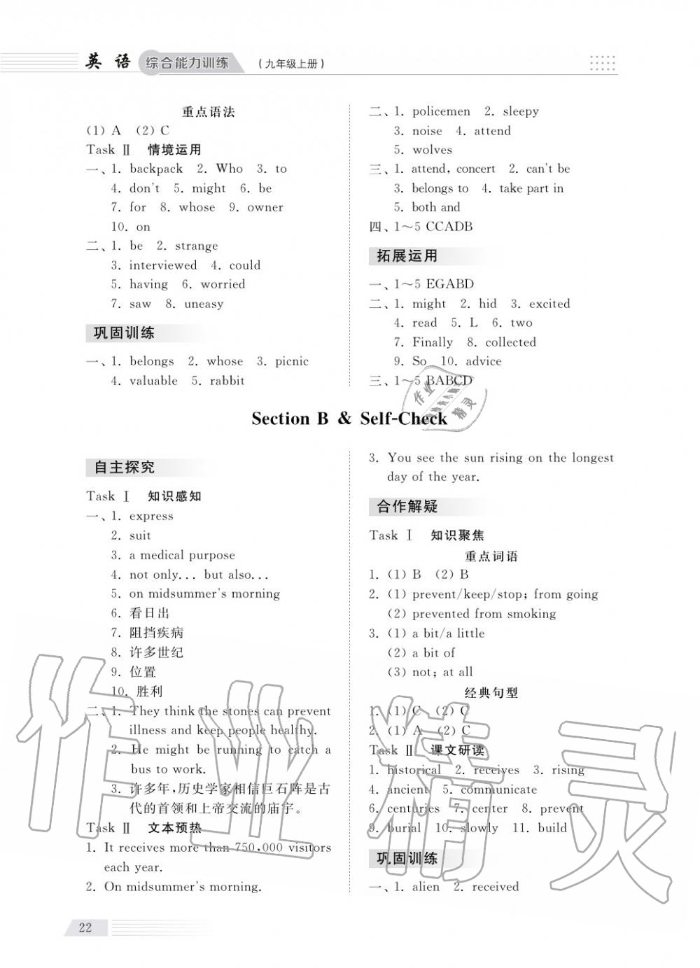 2018年綜合能力訓(xùn)練九年級(jí)英語(yǔ)上冊(cè)人教版 第22頁(yè)