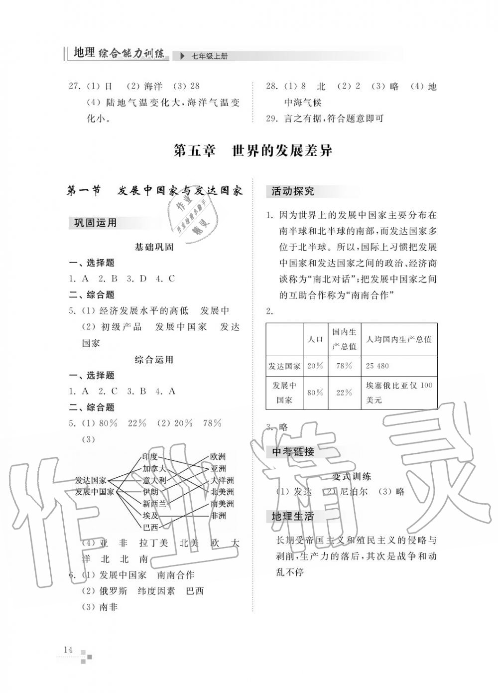 2017年綜合能力訓練七年級地理上冊湘教版 第16頁