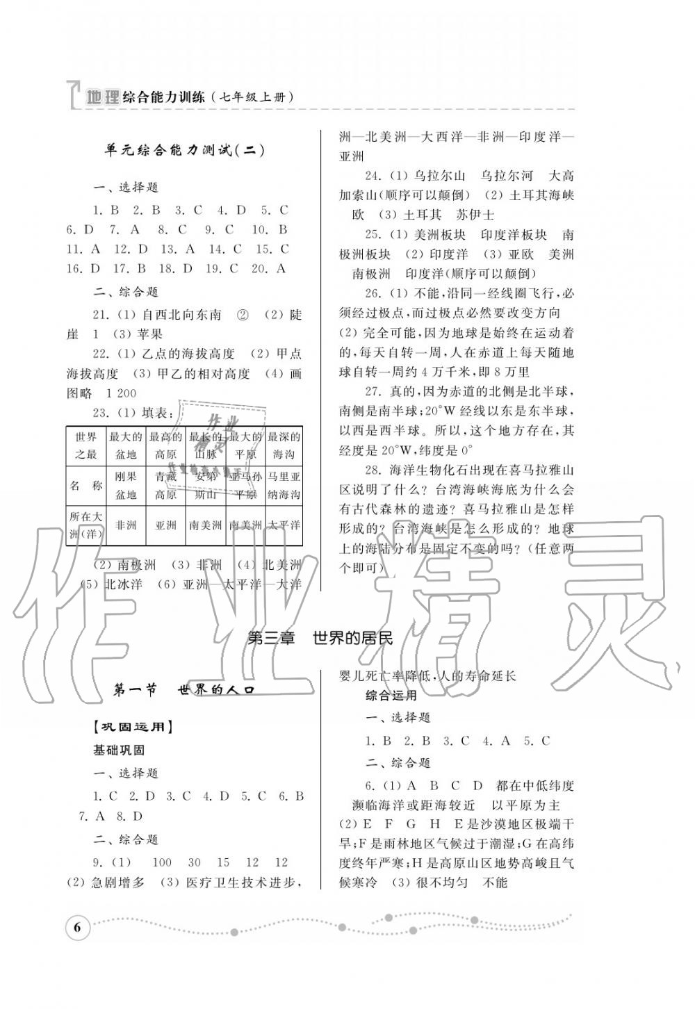 2016年綜合能力訓(xùn)練七年級(jí)地理上冊(cè)湘教版 第7頁