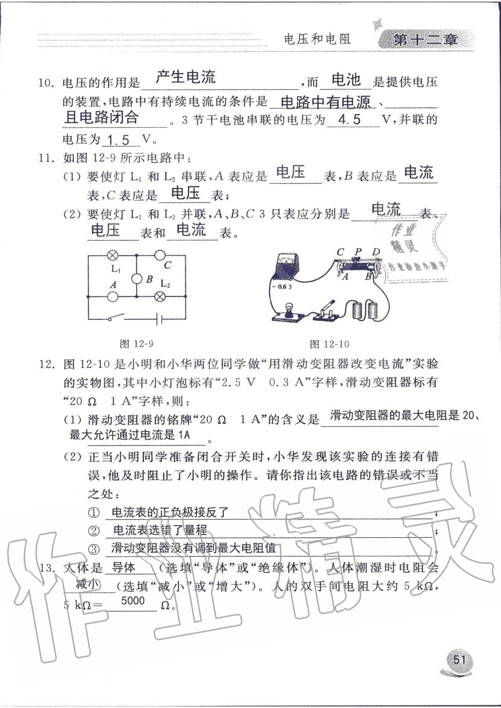 2019年配套練習(xí)冊九年級物理上冊魯科版 第51頁