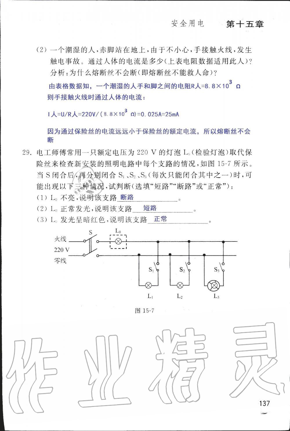 2019年配套練習(xí)冊(cè)九年級(jí)物理上冊(cè)魯科版 第137頁(yè)