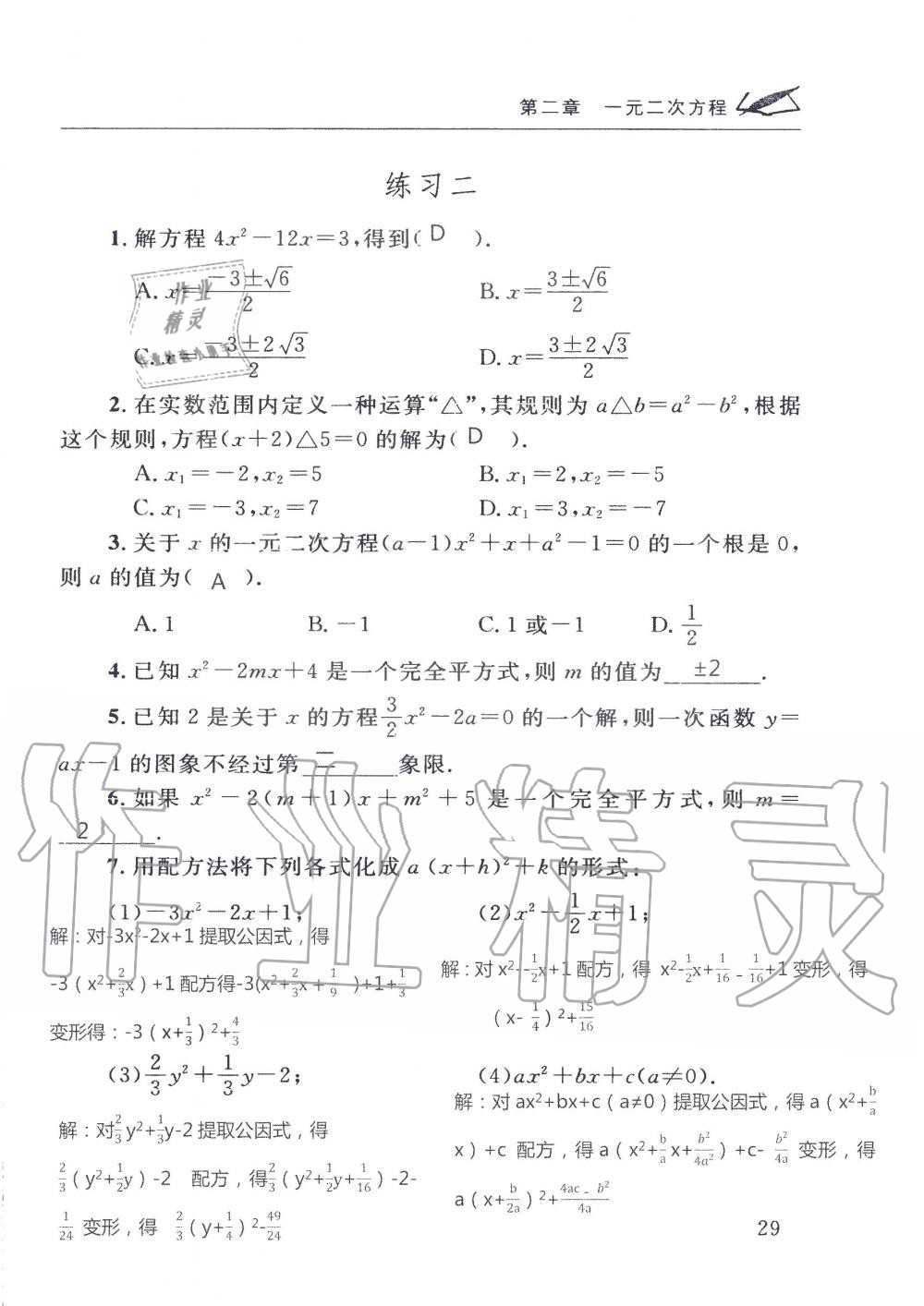 2019年配套练习册九年级数学上册北师大版 第29页