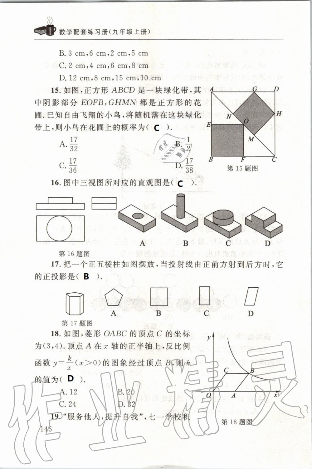 2019年配套练习册九年级数学上册北师大版 第146页