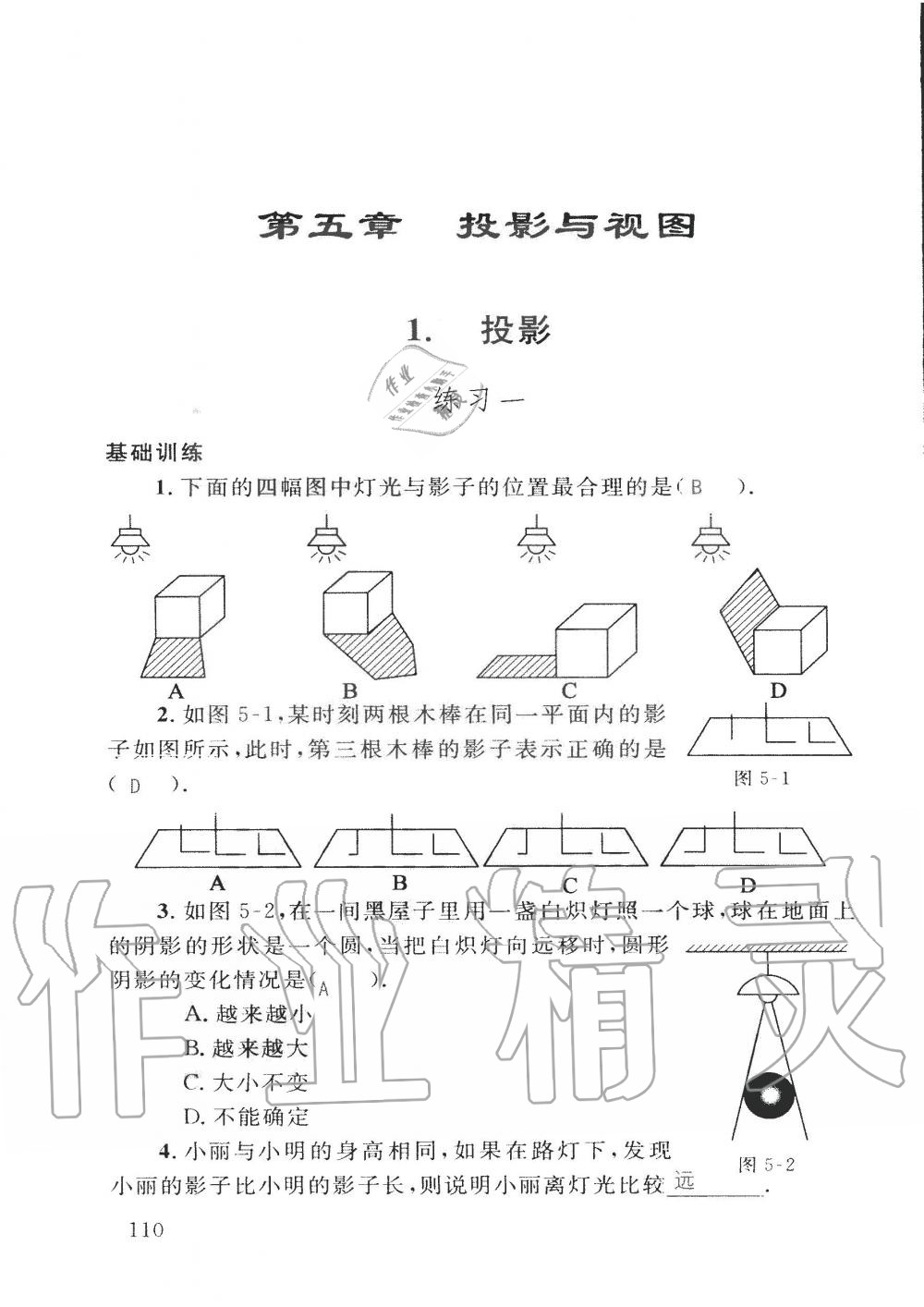 2019年配套練習(xí)冊九年級數(shù)學(xué)上冊北師大版 第110頁