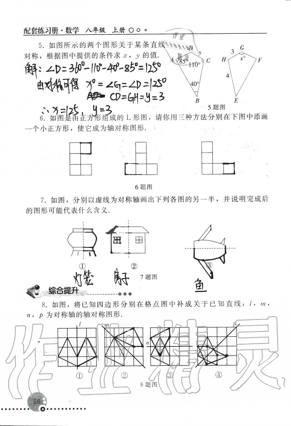 2019年配套練習(xí)冊八年級數(shù)學(xué)上冊人教版 第56頁