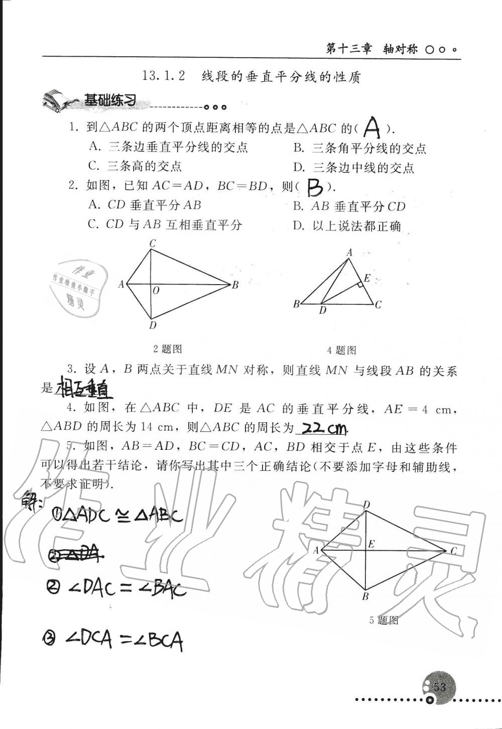 2019年配套練習冊八年級數(shù)學上冊人教版 第53頁