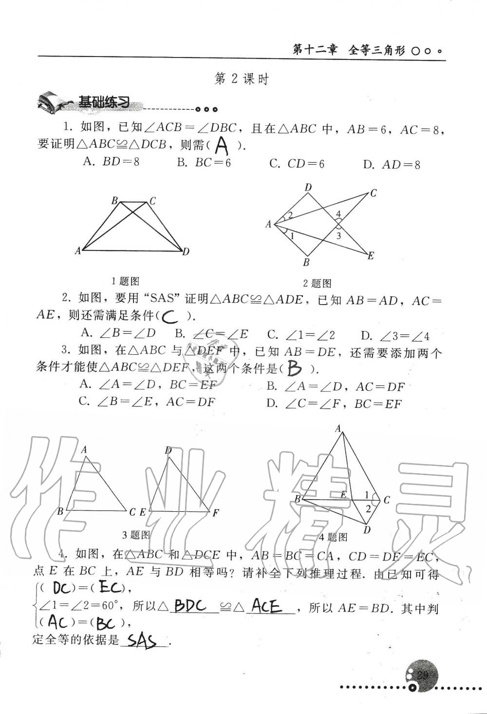 2019年配套練習(xí)冊(cè)八年級(jí)數(shù)學(xué)上冊(cè)人教版 第29頁