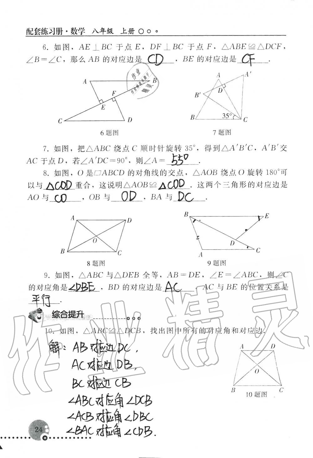 2019年配套练习册八年级数学上册人教版 第24页