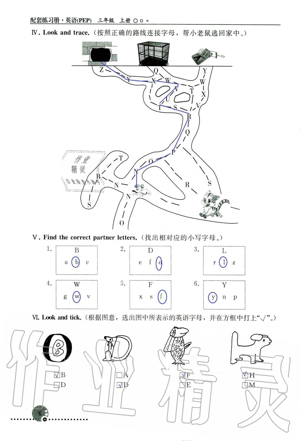 2019年配套練習(xí)冊(cè)三年級(jí)英語(yǔ)上冊(cè)人教版 第6頁(yè)