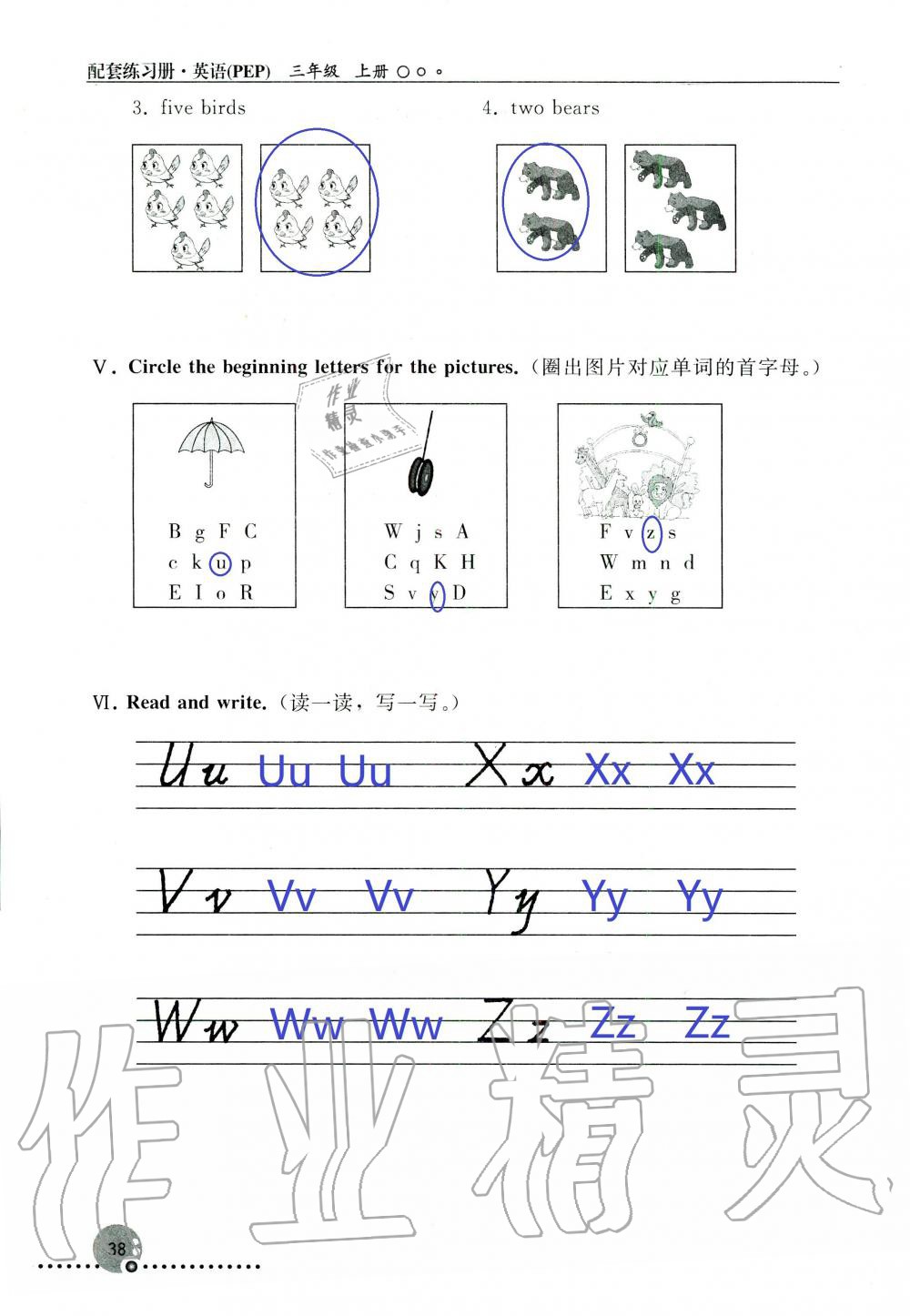 2019年配套練習(xí)冊(cè)三年級(jí)英語上冊(cè)人教版 第38頁