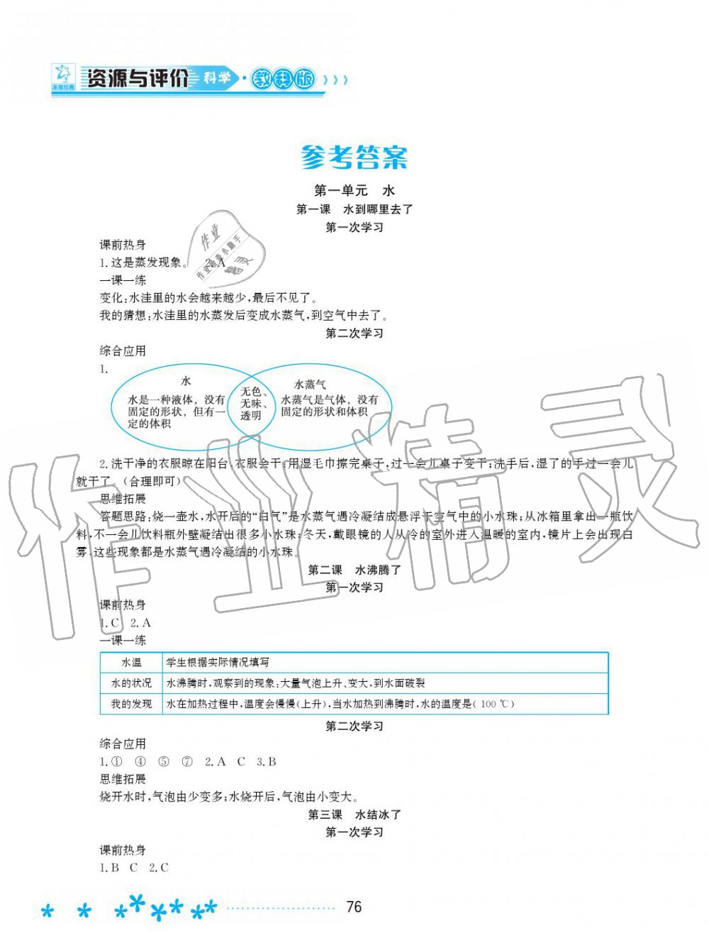 2019年资源与评价三年级科学上册教科版 第1页