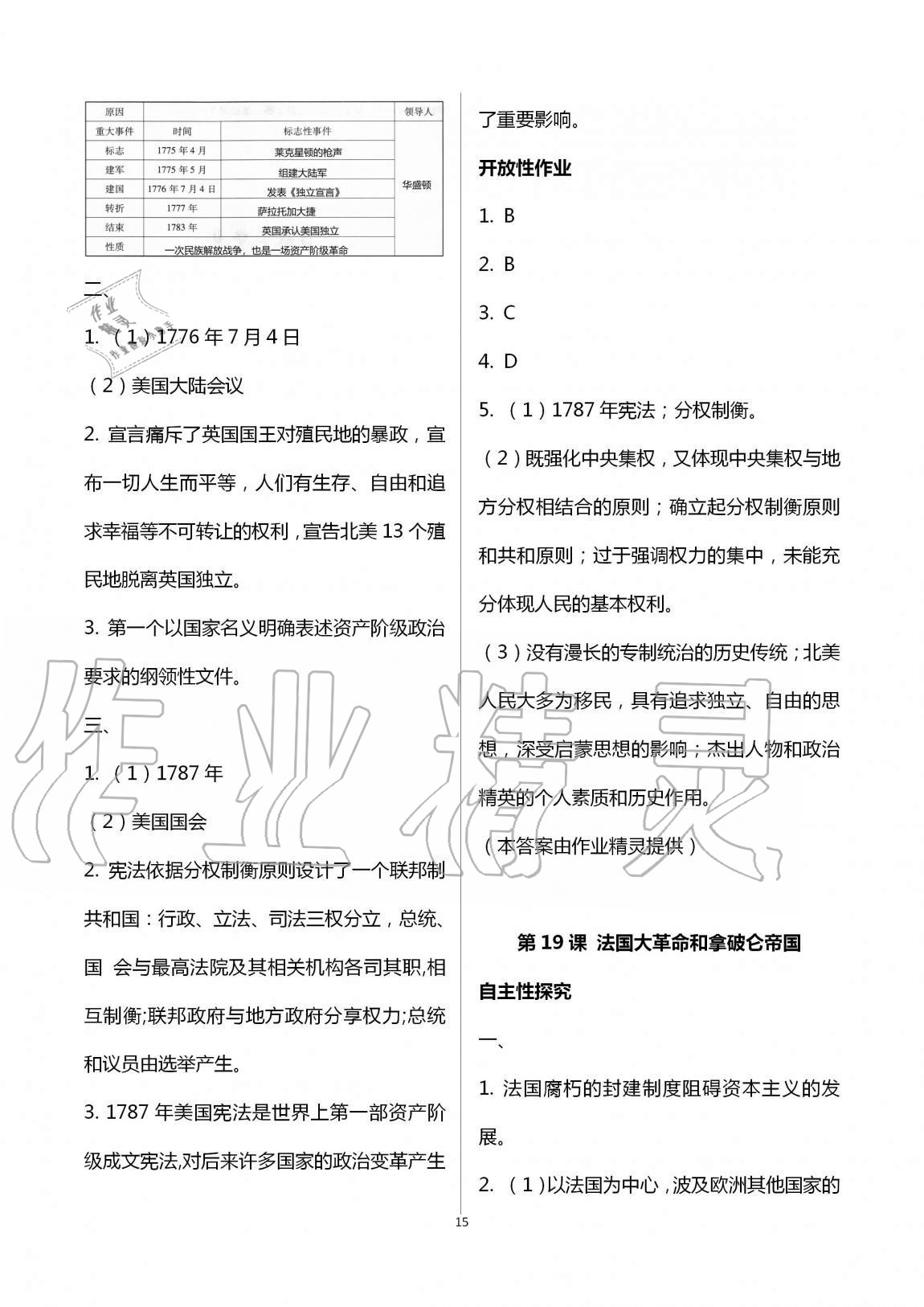 2019年自主学习指导课程九年级世界历史全一册人教版 第15页