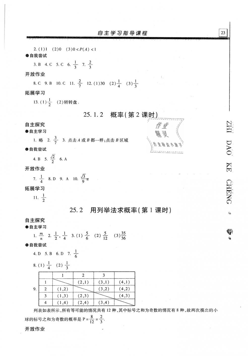 2019年自主學(xué)習(xí)指導(dǎo)課程九年級(jí)數(shù)學(xué)上冊(cè) 第23頁(yè)