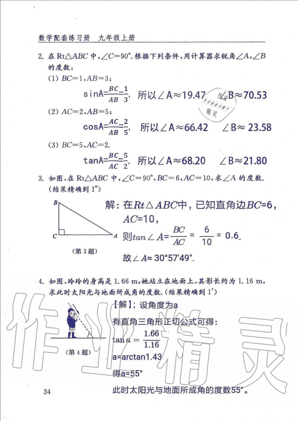 2019年數(shù)學(xué)配套練習(xí)冊(cè)九年級(jí)上冊(cè)魯教版 第34頁