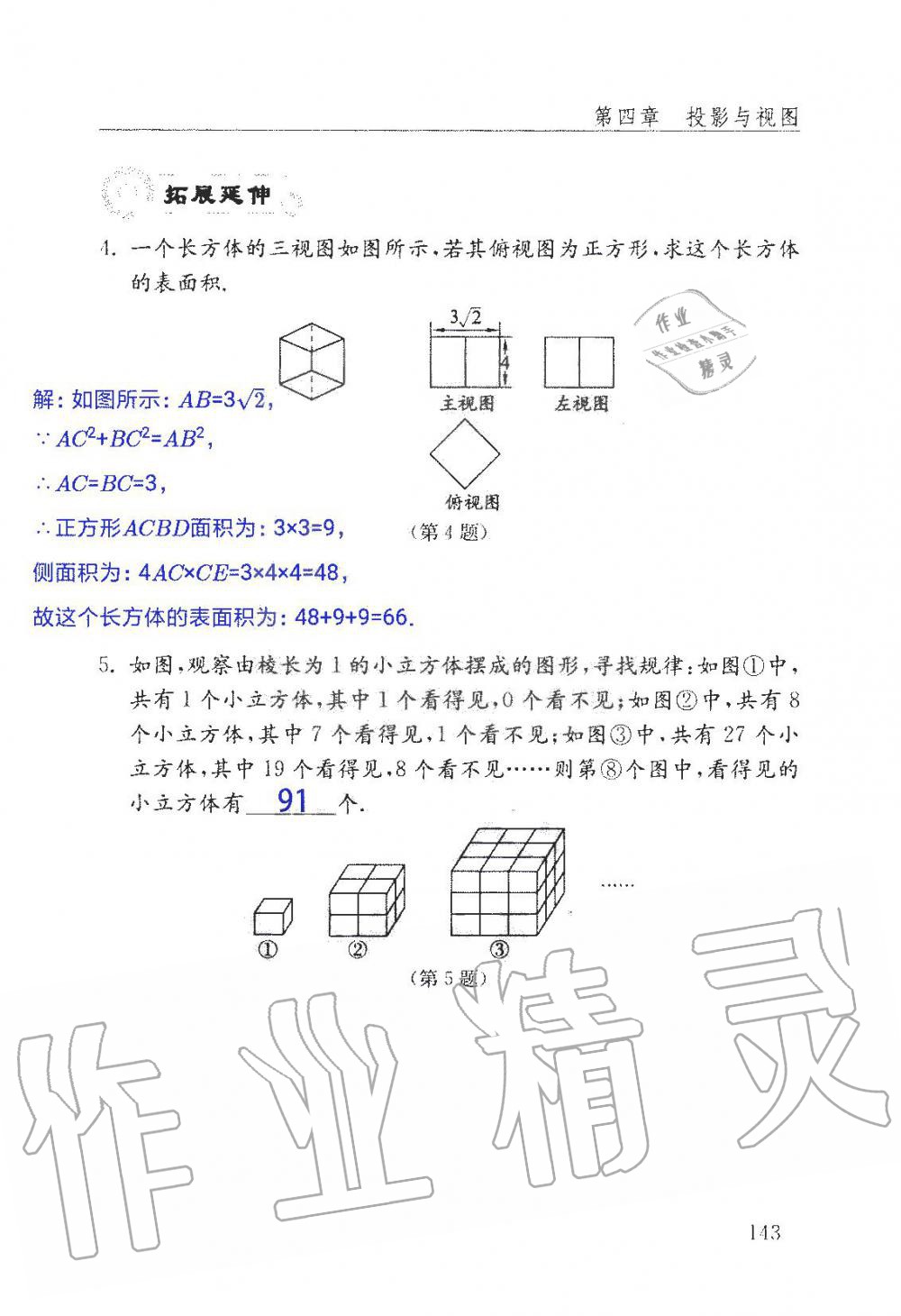 2019年數學配套練習冊九年級上冊魯教版 第143頁