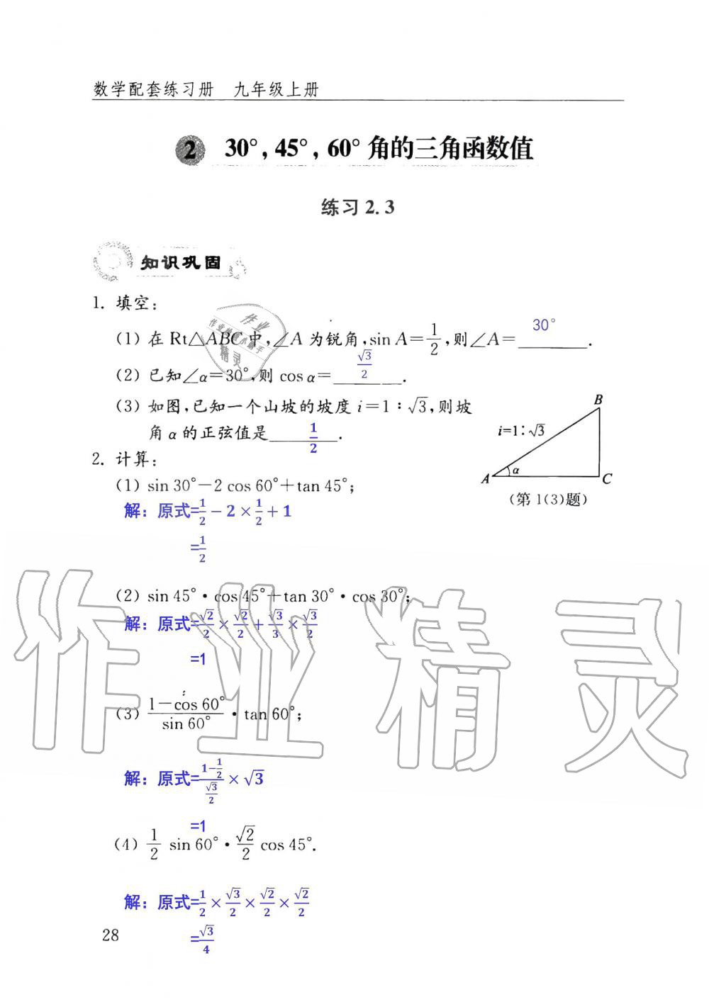 2019年數(shù)學(xué)配套練習(xí)冊九年級上冊魯教版 第28頁