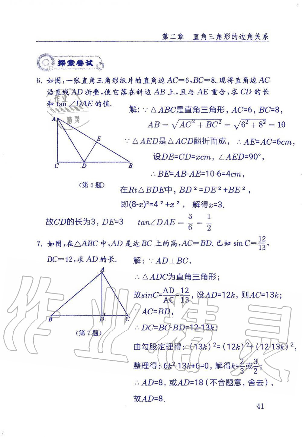 2019年數(shù)學(xué)配套練習(xí)冊(cè)九年級(jí)上冊(cè)魯教版 第41頁