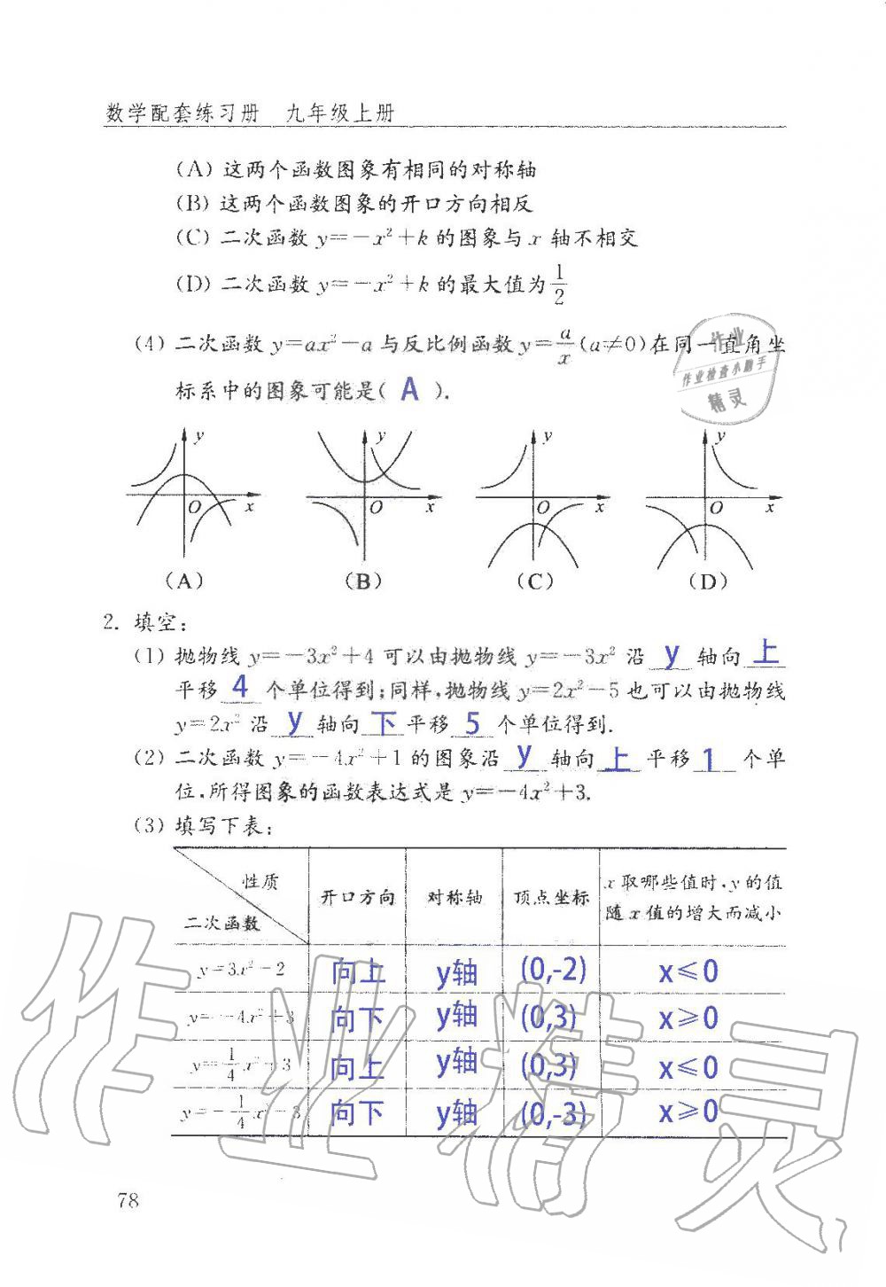 2019年數(shù)學(xué)配套練習(xí)冊(cè)九年級(jí)上冊(cè)魯教版 第78頁(yè)