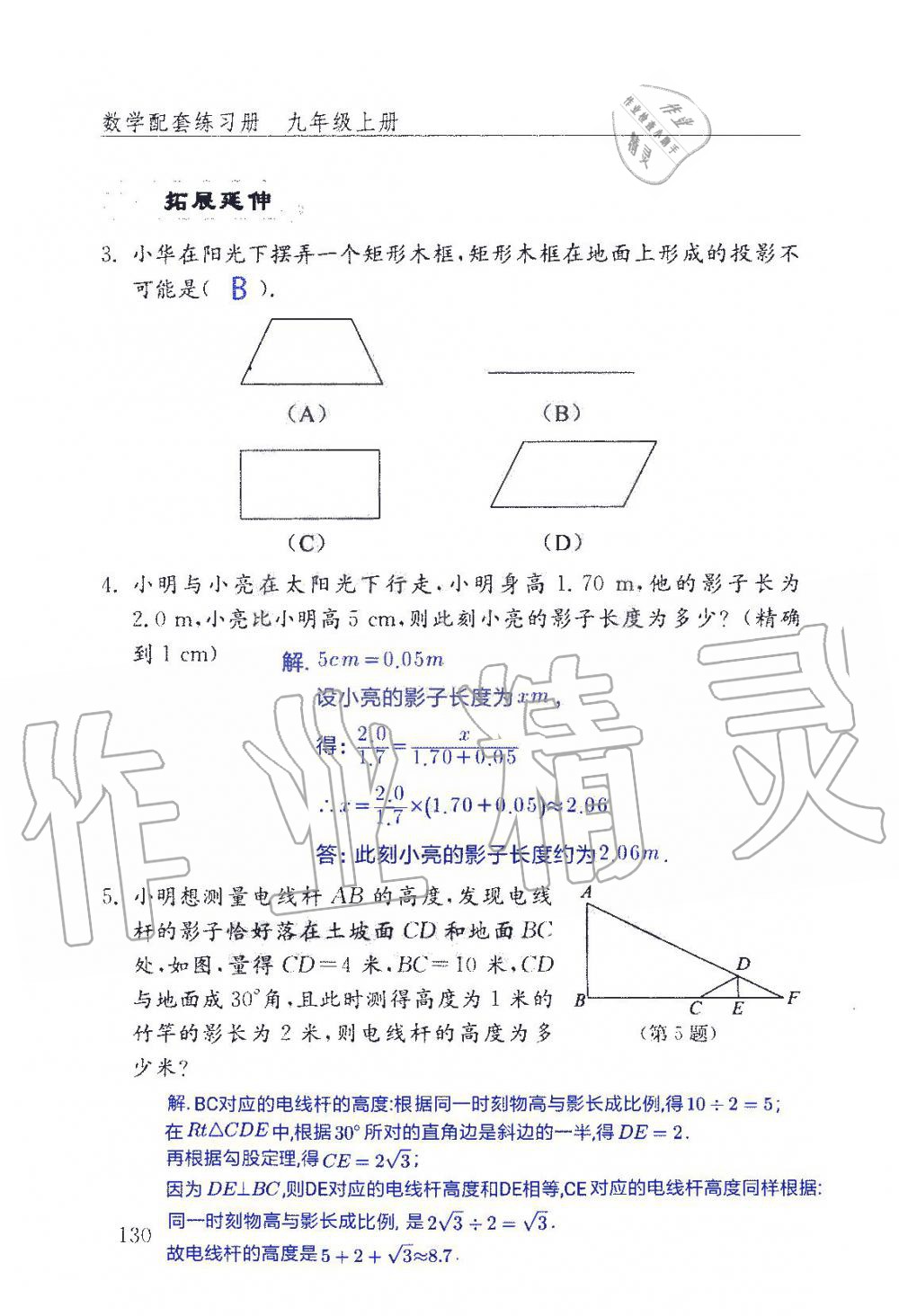 2019年數(shù)學(xué)配套練習(xí)冊九年級上冊魯教版 第130頁