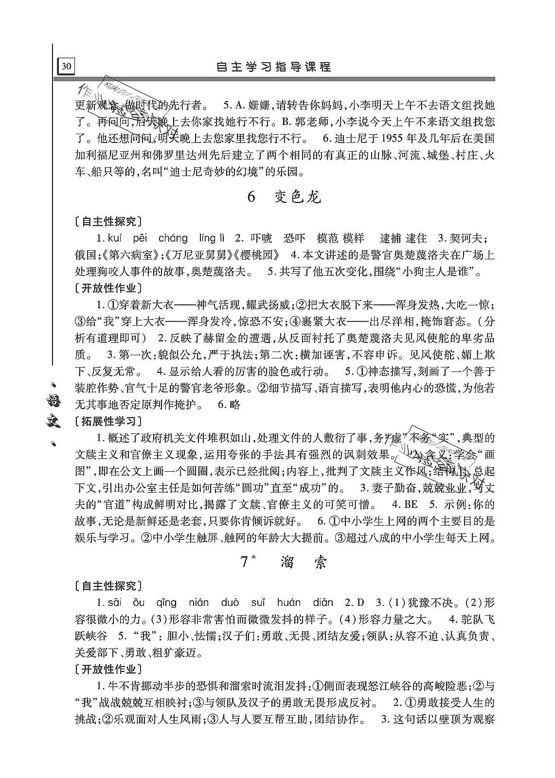 2019年自主学习指导课程九年级语文上册人教版 第30页