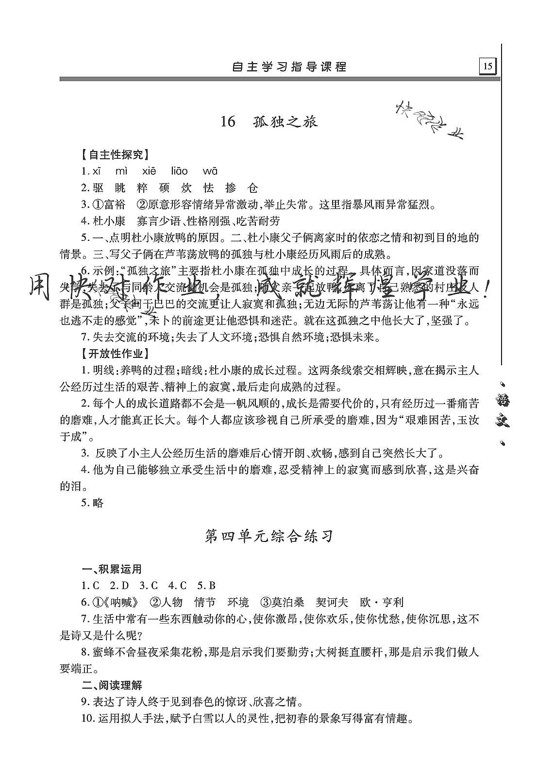 2019年自主學(xué)習(xí)指導(dǎo)課程九年級語文上冊人教版 第15頁