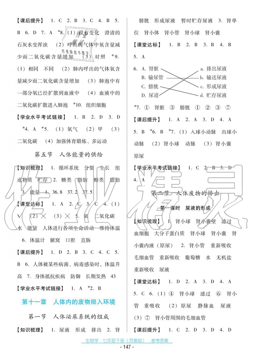 2017年云南省标准教辅优佳学案七年级生物下册苏教版 第7页