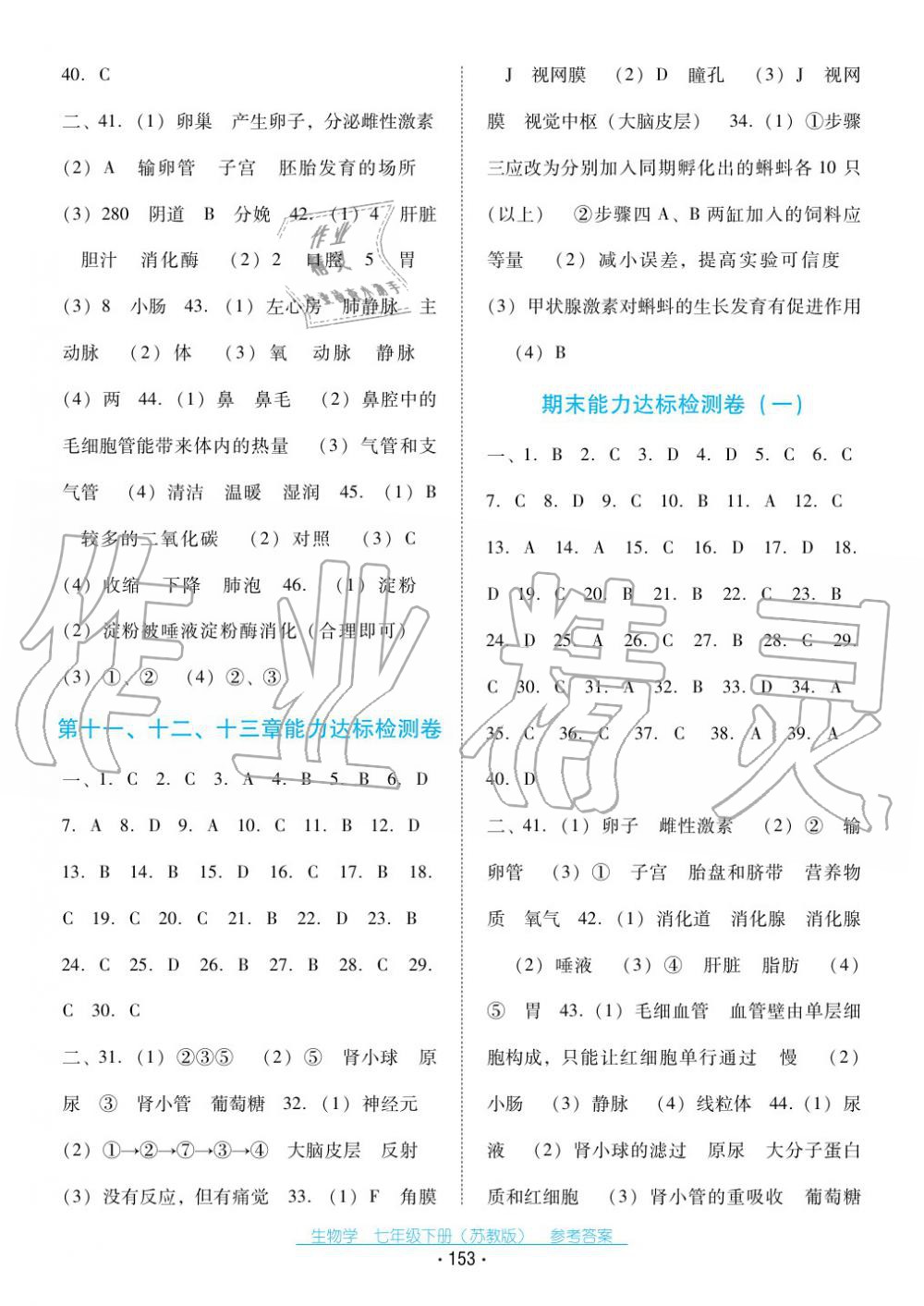 2017年云南省标准教辅优佳学案七年级生物下册苏教版 第13页