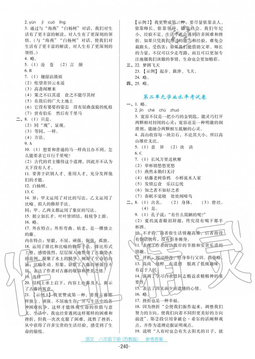 2017年云南省標(biāo)準(zhǔn)教輔優(yōu)佳學(xué)案八年級(jí)語文下冊(cè)蘇教版 第20頁