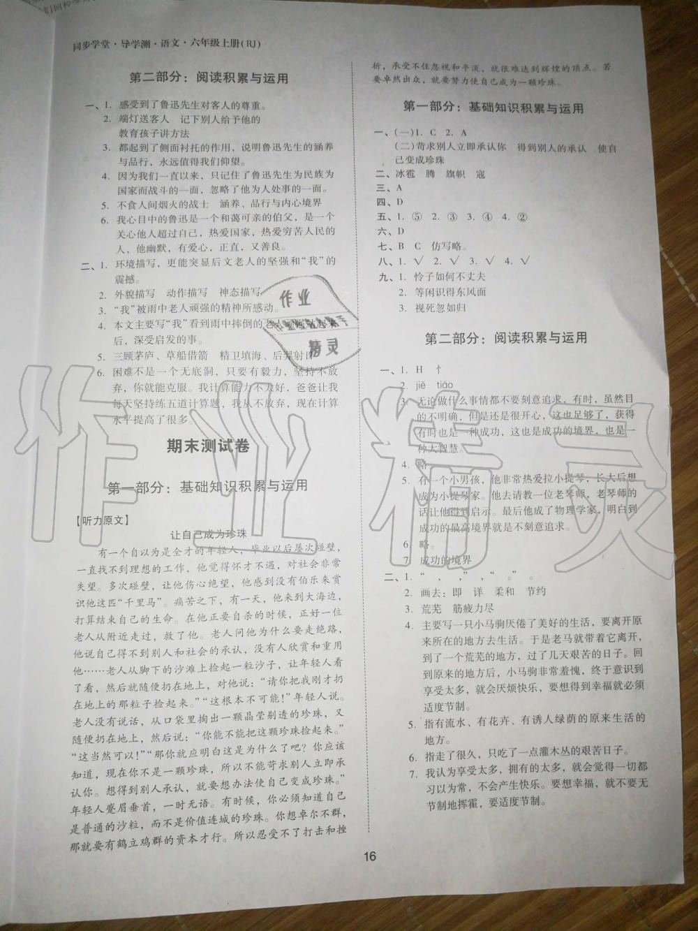 2019年同步學(xué)堂導(dǎo)學(xué)測(cè)六年級(jí)語文上冊(cè)人教版 第16頁(yè)