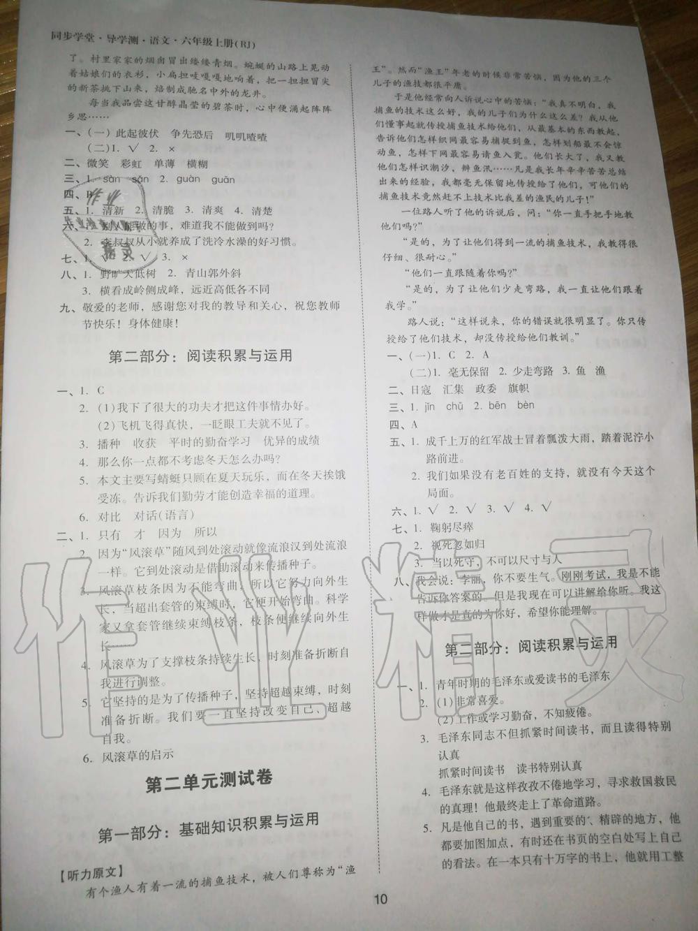 2019年同步學(xué)堂導(dǎo)學(xué)測(cè)六年級(jí)語(yǔ)文上冊(cè)人教版 第10頁(yè)