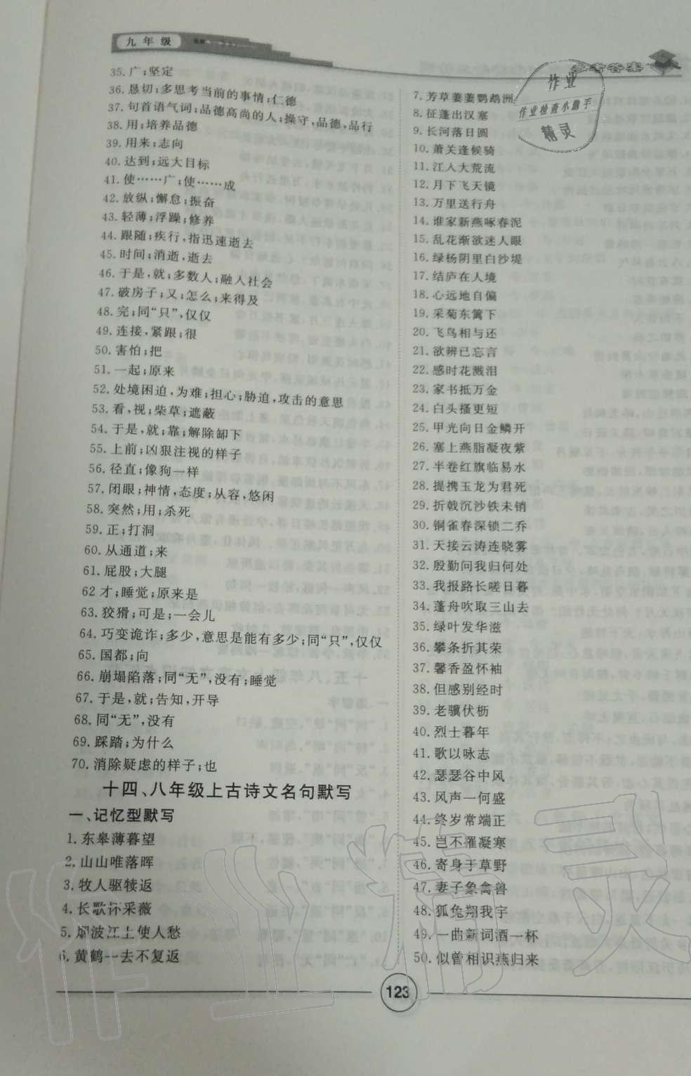 2019年課內(nèi)外古詩文與名著考點(diǎn)特訓(xùn)九年級(jí)語文全一冊(cè)人教版 第15頁