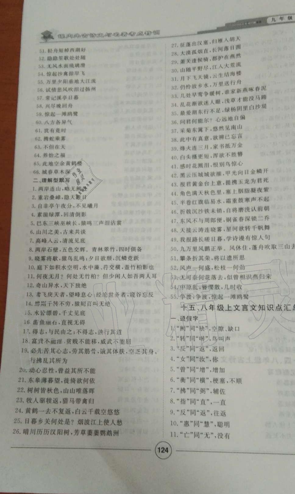 2019年課內(nèi)外古詩文與名著考點(diǎn)特訓(xùn)九年級語文全一冊人教版 第16頁