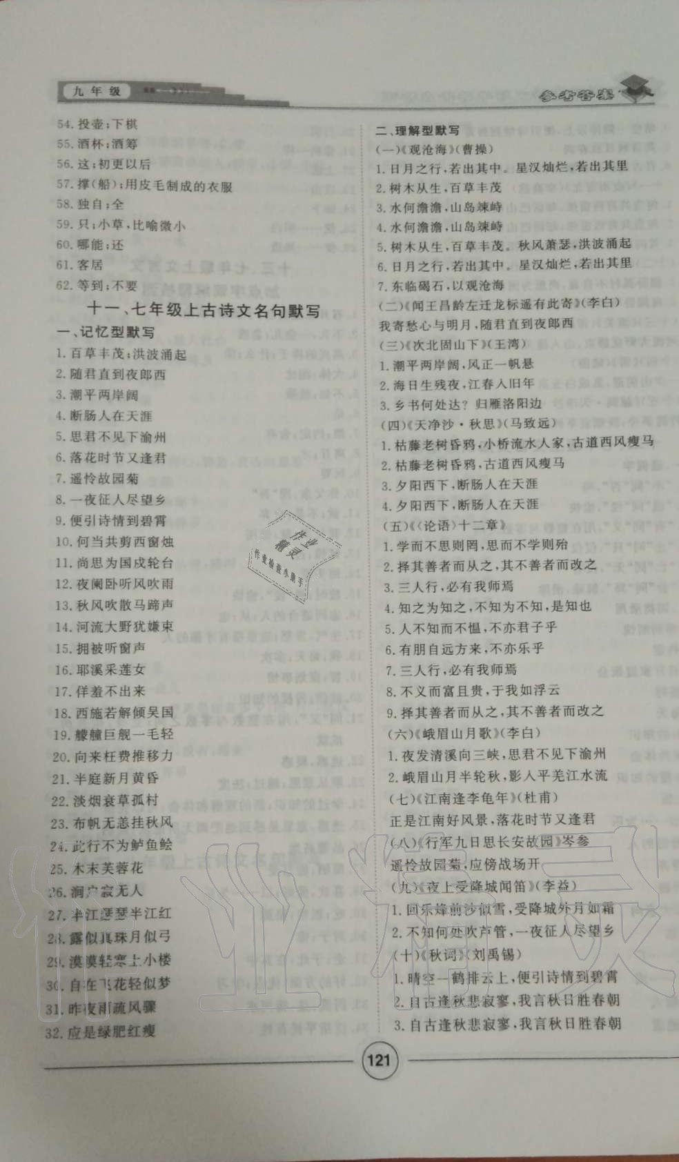 2019年課內(nèi)外古詩文與名著考點特訓(xùn)九年級語文全一冊人教版 第13頁