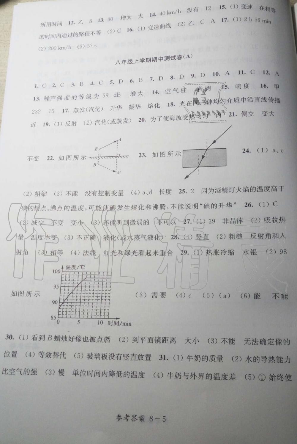 2019年同步练习配套试卷八年级物理上册 第5页