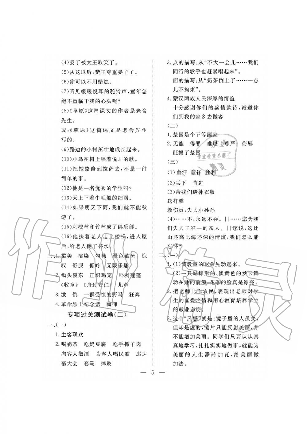 2019年新課程學(xué)習(xí)指導(dǎo)海南出版社五年級(jí)語文下冊人教版測試卷 第5頁