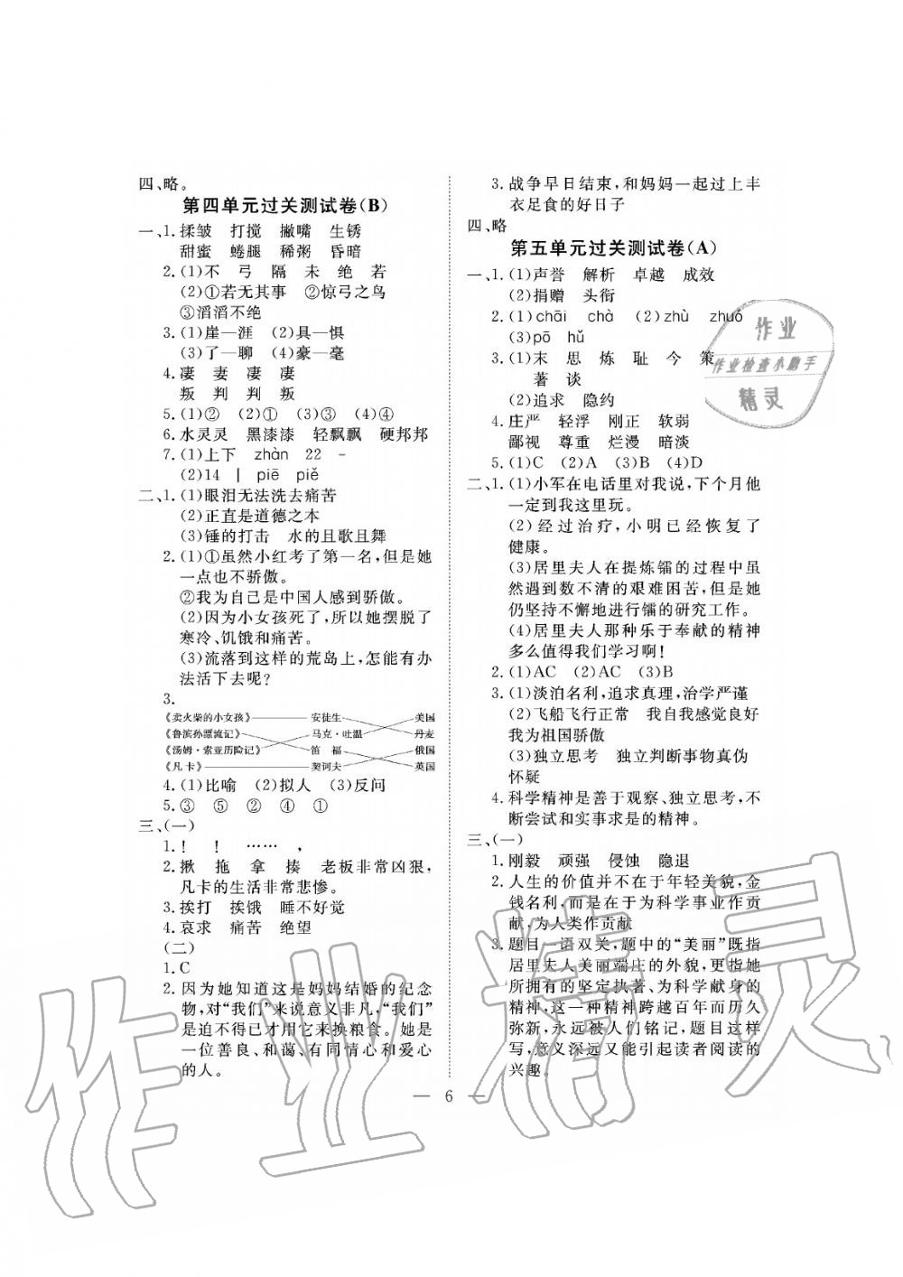 2019年新課程學(xué)習(xí)指導(dǎo)海南出版社六年級語文下冊人教版測試卷 第6頁