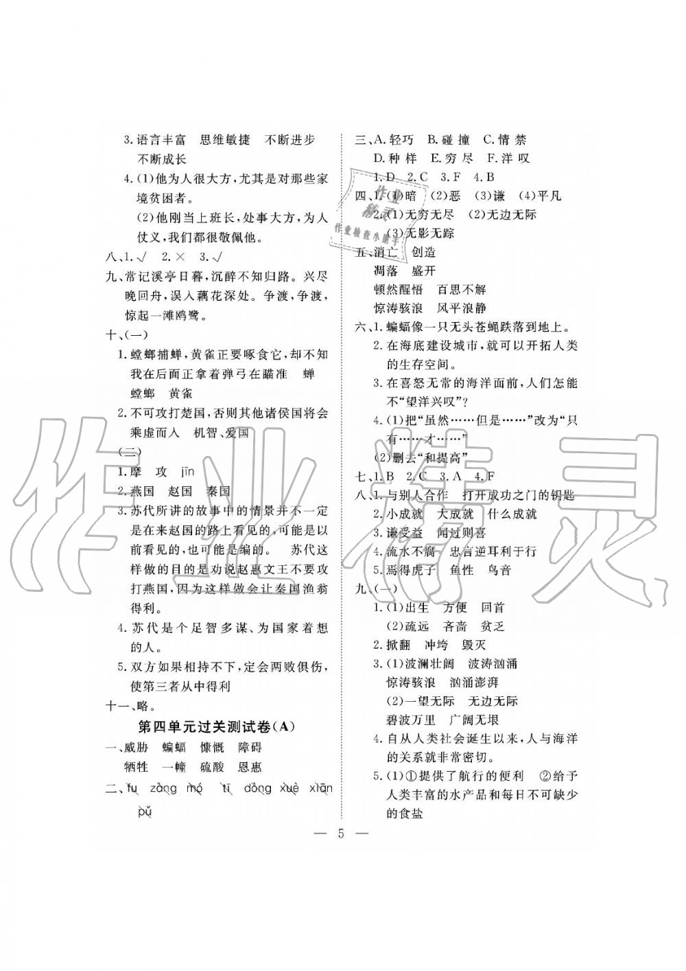 2019年新課程學(xué)習(xí)指導(dǎo)海南出版社六年級(jí)語文下冊(cè)蘇教版測(cè)試卷 第5頁