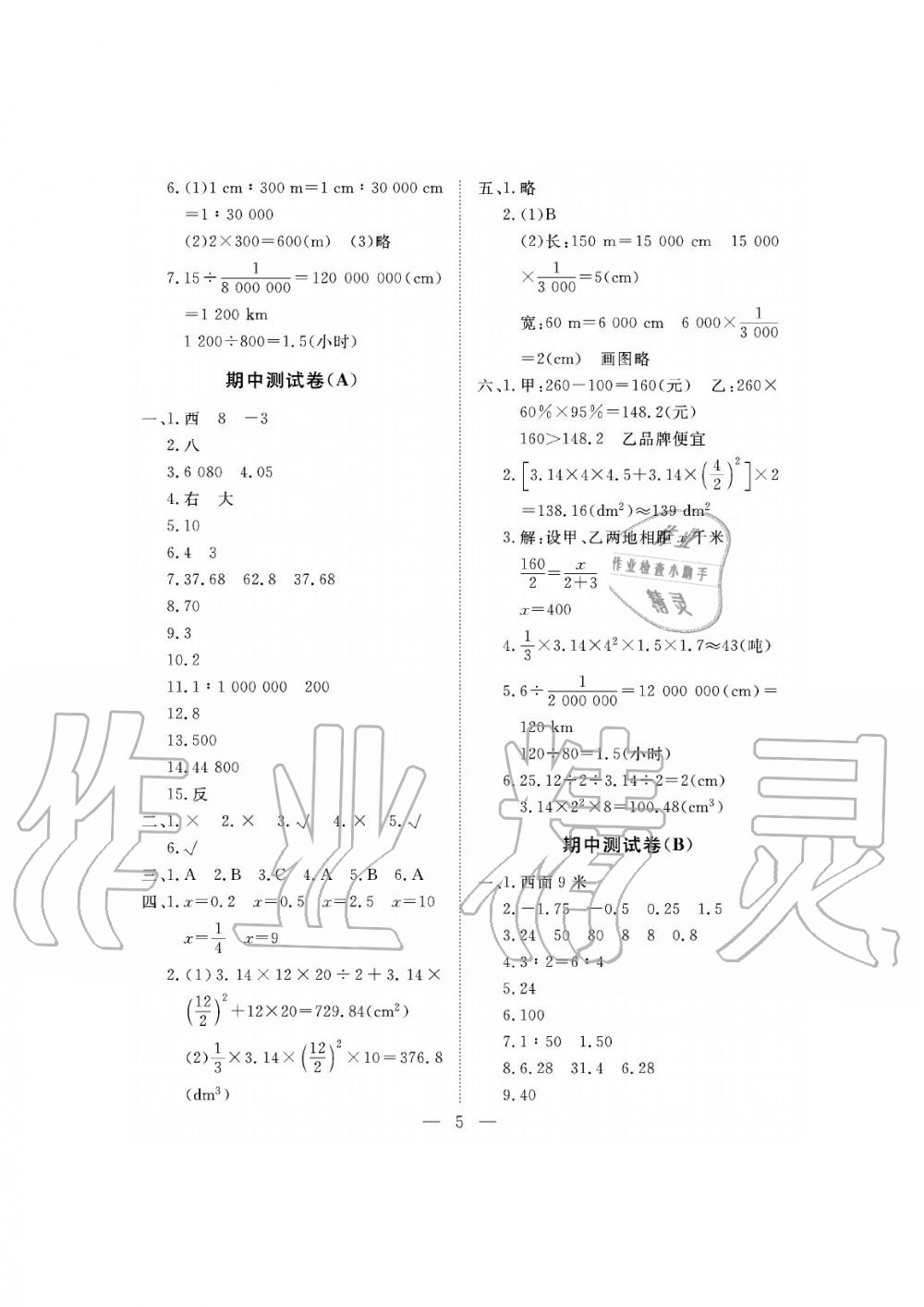 2019年新課程學習指導海南出版社六年級數(shù)學下冊人教版測試卷 第5頁