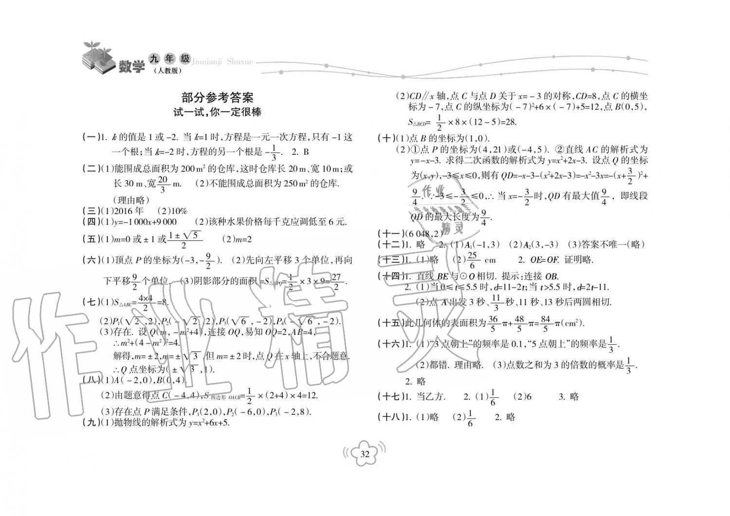 2019年寒假樂園海南出版社九年級數學寒假作業人教版 第1頁