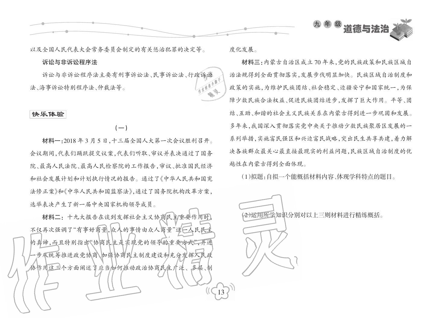 2019年寒假樂園海南出版社九年級(jí)政治寒假作業(yè)人教版 第13頁