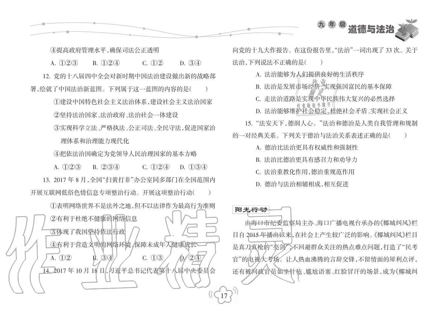 2019年寒假樂園海南出版社九年級政治寒假作業(yè)人教版 第17頁