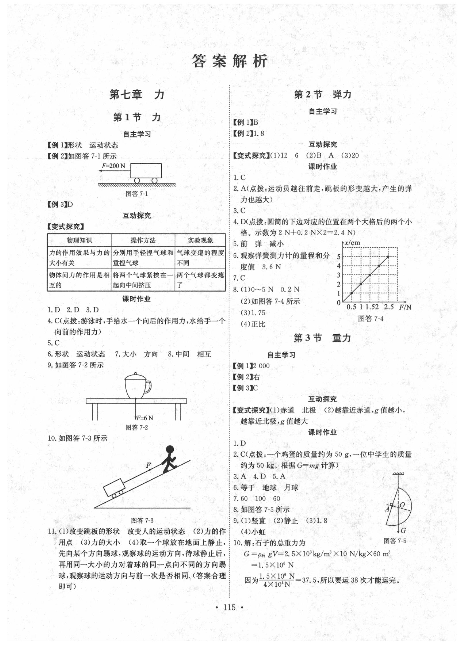 2020年長江全能學案同步練習冊八年級物理下冊人教版 參考答案第1頁