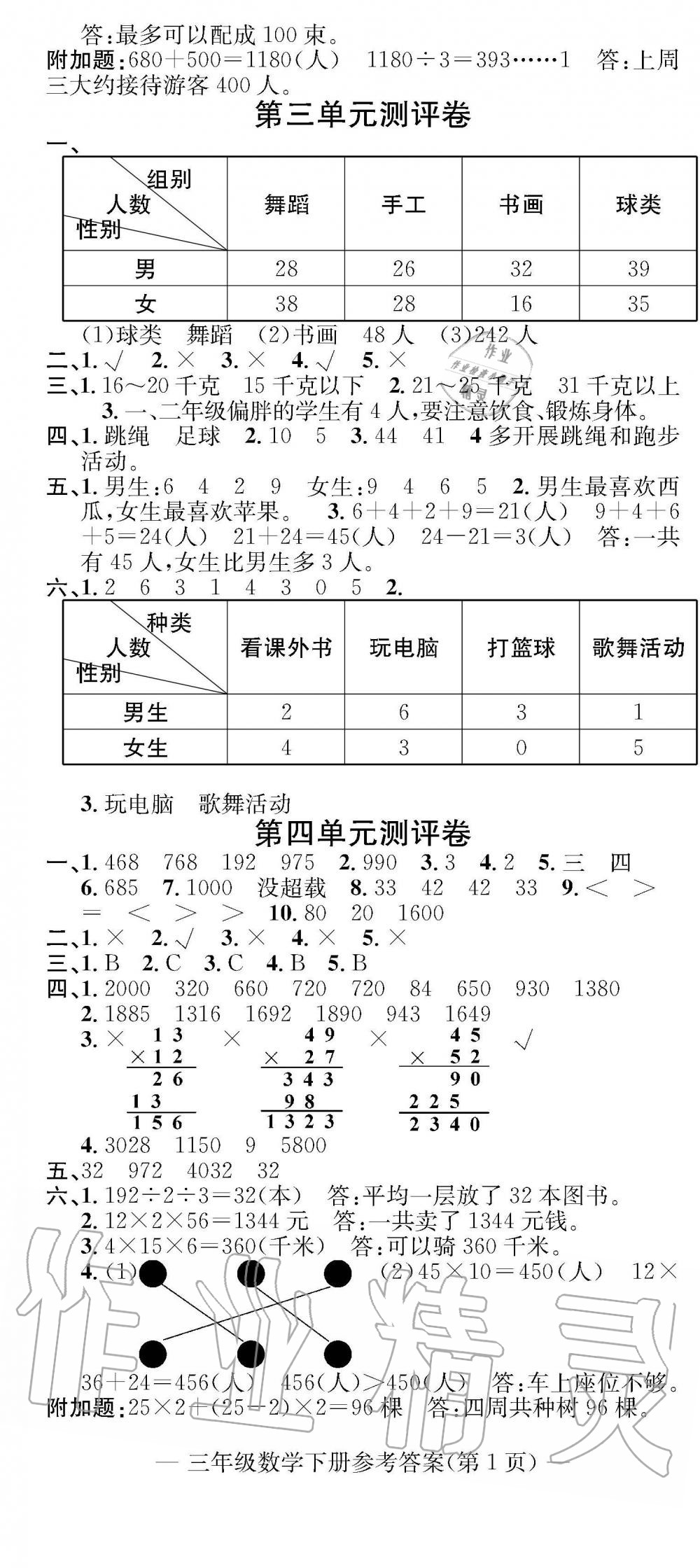 2019年學業(yè)評價測試卷三年級數(shù)學下冊人教版 第2頁