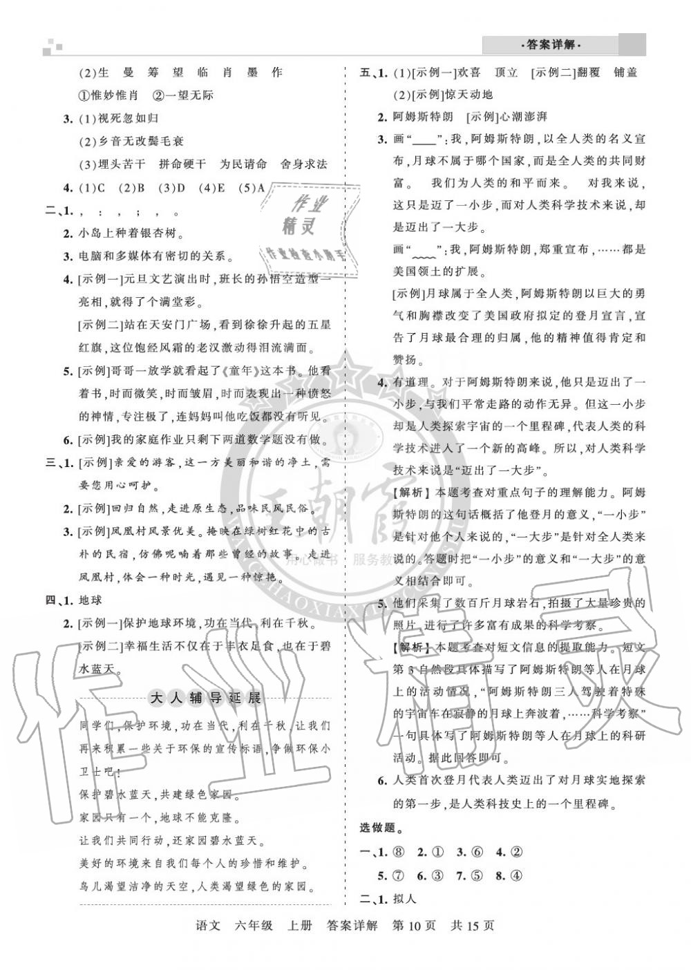 2019年王朝霞各地期末試卷精選六年級語文上冊人教版湖北專版 第10頁