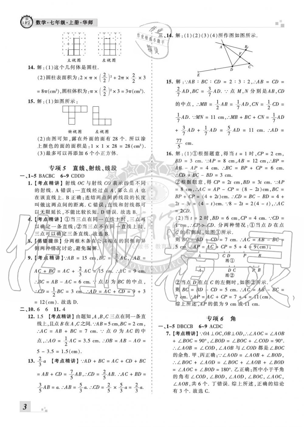 2019年王朝霞各地期末試卷精選七年級數(shù)學上冊華師大版河南專版 第3頁